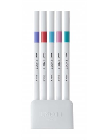 Uni-ball PEM-SY Set Nº5 Emott Candy Pop Colors Pack de 5 Feutres de Linea Fina - Pointe 0.4mm - Encre à Base de Eau - Design Inn