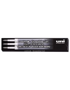 Uni-ball UF-220 Pack de 3 Recambios de Gel Borrable URR-100-07 - Pointe 0.7mm - Couleur Noir