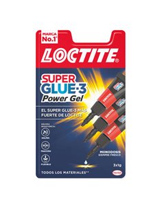 Loctite Superglue-3 Monodosis Power Gel 3x1g - Adhésif Instantaneo Flexible et Extrafuerte - Formula en Gel Enriquecida Avec Par