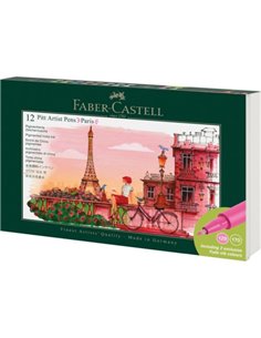 Faber-Castell Pitt Artist Pen Brush City Collection Paris Étui Avec 12 Feutres Pointe Pincel - Encre Pigmentada - Haute résistan