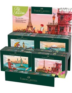 Faber-Castell Pitt Artist Pen Brush City Collection Présentoir Avec 8 Estuches Avec 12 Feutres Pointe Pincel - Encre Pigmentada 