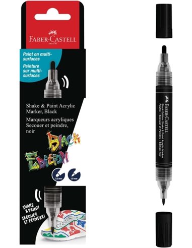 Faber-Castell Shake & Paint Black Edition Feutre Acrilico Double Pointe - Puntas Redondas de 1mm et 3mm - Encre Acrilica al Eau 
