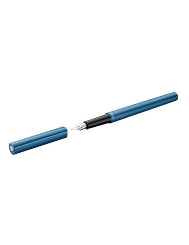 Pelikan Ineo Pluma Estilografica - Pointe M - Boîte Metalica - Aluminium Anodizado Satinado - Forma de Gota Antivuelco - Compren