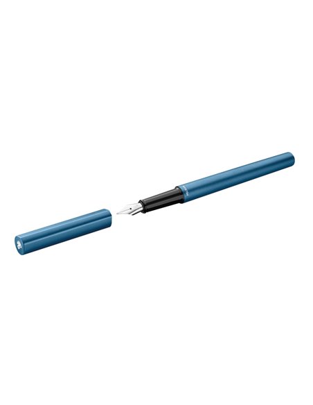 Pelikan Ineo Pluma Estilografica - Pointe M - Boîte Metalica - Aluminium Anodizado Satinado - Forma de Gota Antivuelco - Compren