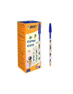 Bic Cristal Decor Kawaii Stylo à bille de Bola - Corps Transparent Avec Decoracion Kawaii - Pointe ronde de 1mm - Trait 0.4mm - 
