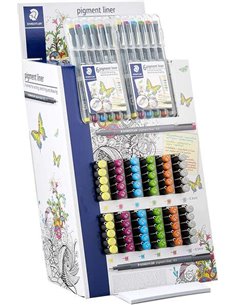 Staedtler Pigment Liner 308 Présentoir Avec 60 Feutres + 10 Estuches - Couleurs assorties