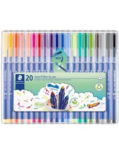 Staedtler Triplus Couleur 323 Pack Avec 20 Feutres - Trait de 1mm aprox. - Encre Base de Eau - 97% de Plastico Reciclado - Coule