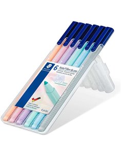 Staedtler Triplus Couleur 323 Pack de 6 Feutres de Pointe Fina - Trait 1mm Aprox - Encre Base de Eau - Couleurs assorties
