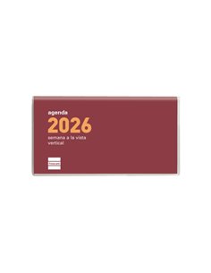 Finocam Coctel Agenda Plana - Annuel 2026 - Format Pl1 - 121x6x6mm - Semaine sur 2 pages en Vertical - Couleur Burdeos