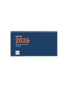 Finocam Coctel Agenda Plana en Catalan - Annuel 2026 - Format Pl1 - 121x6x6mm - Semaine sur 2 pages en Vertical - Couleur Bleu