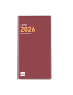 Finocam Coctel Agenda Plana en Catalan - Annuel 2026 - Format Pl4 - 83x6x6mm - Mes Vista - Couleur Burdeos