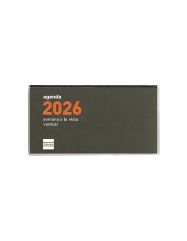 Finocam Min Agenda Plana - Annuel 2026 - Format Pl1 - 121x6x67mm - Semaine sur 2 pages en Vertical - Couleur Vert Foncé