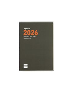Finocam Min Agenda Plana - Annuel 2026 - Format Pl3 - 85x6x131mm - Semaine sur 2 pages Horizontal - Couleur Vert Foncé