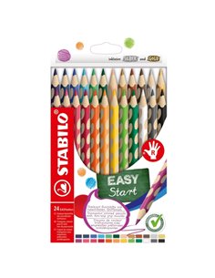 Stabilo Easycolors Pack Avec 24 Lapices de Couleurs Ergonomicos - Mina de 4.2mm - Forma Triangular - Usage Diestro - Couleurs as