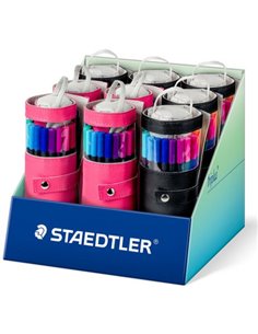 Staedtler Triplus Fineliner 334 Présentoir Avec 9 Packs Enrollables de 20 Feutres Pointe Fina - Trait 0.3 mm aprox. - Encre Base