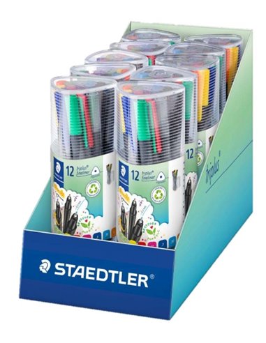 Staedtler Triplus Fineliner 334 Pack de 12 Feutres Pointe Fina - Trait 0.3 mm aprox. - Encre Base de Eau - 97% de Plastico Recic
