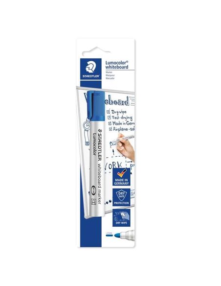 Staedtler Lumocolor 351 Feutre Pour Tableau Blanca - Trait 2mm - Séchage rapide - Rechargeable - Couleur Bleu