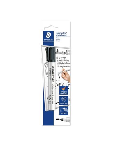 Staedtler Lumocolor 351 Feutre Pour Tableau Blanca - Trait 2mm - Séchage rapide - Rechargeable - Couleur Noir