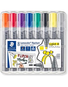 Staedtler Lumocolor Flipchart 356 Pack de 8 Marcadores Permanentes - Encre Base de Eau - Couleurs assorties