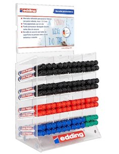 Edding 660 Présentoir Avec 96 Feutres Pour Tableau Blanca - Pointe Ronde - Trait entre 1.5 et 3mm - Rechargeable - Séchage rapid