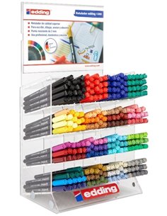 Edding 1300 Présentoir Avec 260 Feutres - Pointe Ronde - Trait Medio - Encre Avec Base de Eau - Couleurs assorties