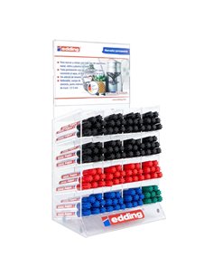 Edding 3000 Présentoir Avec 128 Feutres Permanentes - Pointe Ronde de 1.5mm - Trait entre 1.5 et 3mm - Rechargeable - Séchage ra