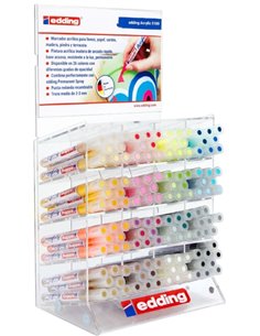 Edding 5100 Acrylic Présentoir Avec 132 Feutres Permanentes Acrilicos - Pointe Ronde 2-3mm - Trait Medio - Résistant à la Luz - 