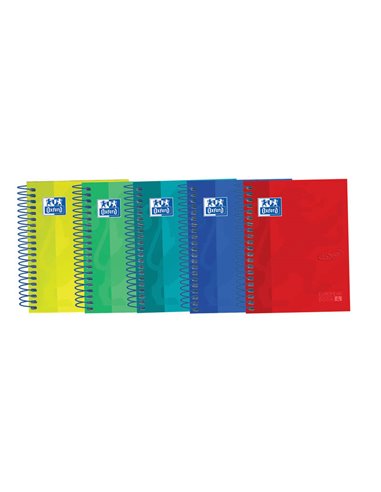 Oxford Touch Europeanbook 4 8º - Cahier Spirale Microperforado - Couvercle Extradura - 120 Feuilles - 5x5 - Couleurs assorties