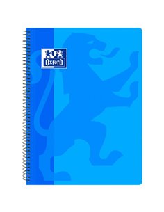 Oxford School Classic Cahier Spirale Couvercle de Plastico Folio 4x4 - 80 Feuilles - Couleur Turquoise