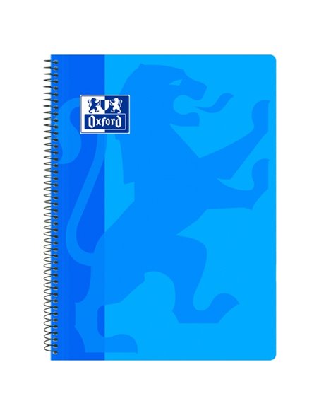 Oxford School Classic Cahier Spirale Couvercle de Plastico Folio 4x4 - 80 Feuilles - Couleur Turquoise