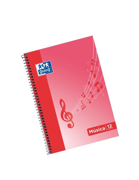 Oxford School Musica Fº Cahier Spirale - Couverture souple - 12 Pentagramas - Interlineado de 2.5mm - 20 Feuilles - Ilustracion 
