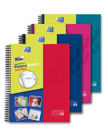 Oxford School Classic Write&Erase Europeanbook 4 - Couvercle Extradura - Tableau Blanca Amovible - 120 Feuilles