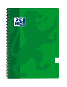 Oxford School Classic Cahier Spirale Couvercle de Plastico Folio - Pauta 3.5 Avec Margen - 80 Feuilles - Couleur Vert