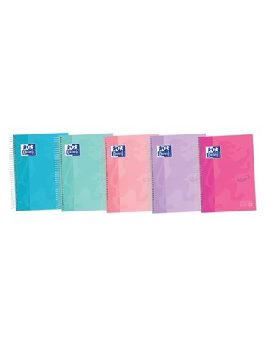 Oxford School Touch A5+ Europeanbook Carnet Spirale 120 Feuilles Cuadricula 5x5 Avec Bandas de Couleur - Couvercle Extradura Ave