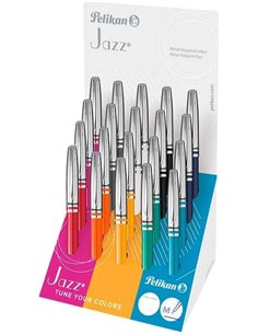 Pelikan Présentoir de 20 Boligrafos Jazz "Classic Collection" - Design Clasico et Elegante - Encre de Haute qualité - Pointe Fin