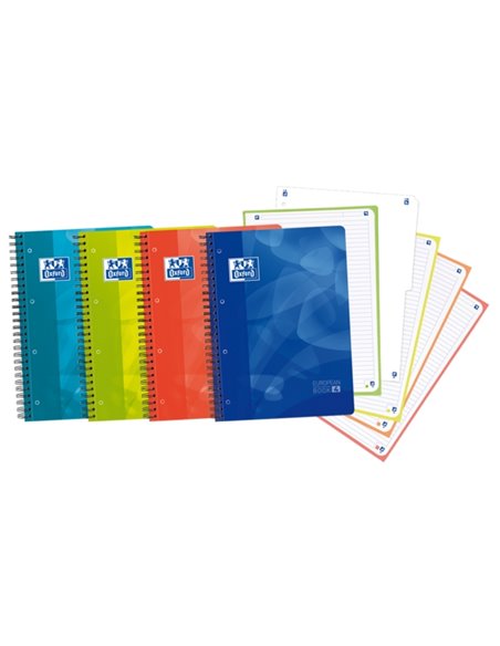 Oxford School Lagoon W&E A4+ Europeanbook - Couvercle de Plastico - 80 Feuilles - Separador Amovible - Write&Erase