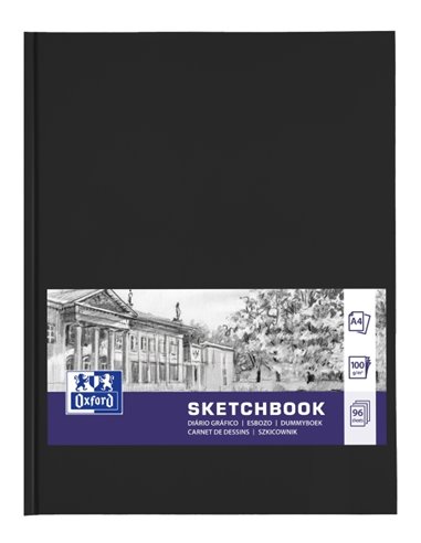 Oxford Oxfart Cahier de Bocetos - Format A4 - 48 Feuilles de 100g - Résistant al Borrado - Couleur Noir