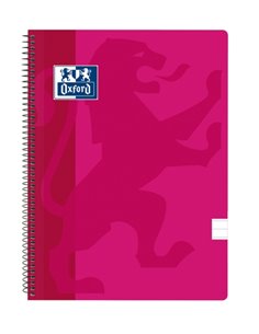 Oxford School Classic Cahier Spirale Couvercle de Plastico Folio - 1 Linea Avec Margen - 80 Feuilles - Couleur Fucsia