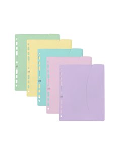 Oxford Sobre Multitaladro - Format A5 - Fermeture Avec Velcro - Polipropileno - Couleurs Pastel Assortis