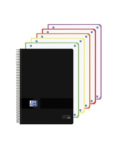 Oxford Live and Go Cahier de Spirale - Format A4+ - 120 Feuilles - Cuadricula 5x5mm - Couvercle de Plastico - Couleur Noir