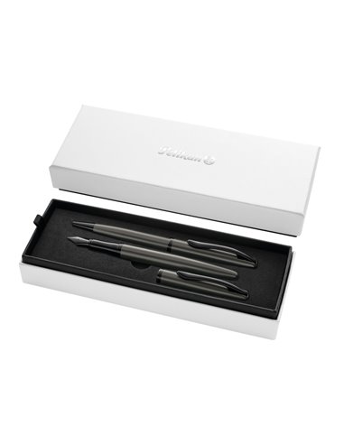 Pelikan Jazz Noble Set de Stylo à bille et Estilografica - Corps Satinado Avec Detalles Cromados - Comprend Étui de Regalo - Cou