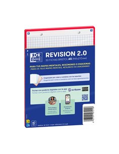 Oxford Pack de 30 FlashCards 2.0 - Format A5 - Cuadricula 5x5mm - Cartulina de 250g - Digitalizacion de Textos Avec App - Couleu