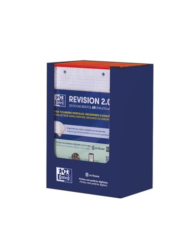 Oxford Présentoir Avec 10 Packs de 30 FlashCards 2.0 - Format A5 - Cuadricula 5x5mm - Cartulina de 250g - Digitalizacion de Text