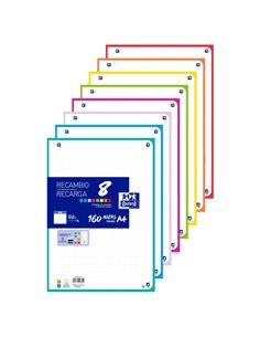 Oxford Recambio de 160 Feuilles Avec 4 Taladros - Format A4 - Cuadricula 5x5 Enmarcada - Anti Traspaso de Encre - Digitalizacion