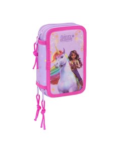 Safta Unicorn Academy Plumier de 3 Pisos - 37 Piezas - 1.3L - Goma - Crayon - Boligrafos - Sacapuntas - Reglas - 16 Couleurs - 1