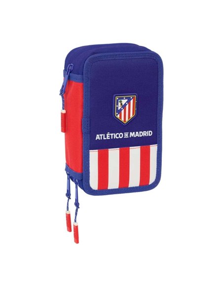 Safta Atletico de Madrid Plumier de 3 Pisos - 37 Piezas - 1.3L - Goma - Crayon - Boligrafos - Sacapuntas - Reglas - 16 Couleurs 