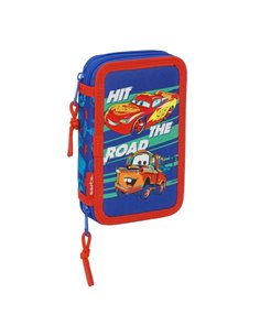 Safta Cars Plumier de 2 Pisos - 29 Piezas - 1L - Goma - Crayon - Boligrafos - Sacapuntas - 10 Couleurs - 14 Feutres - 125x40x195