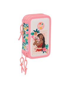 Safta Vaiana Plumier de 3 Pisos - 37 Piezas - 1.3L - Goma - Crayon - Boligrafos - Sacapuntas - Reglas - 16 Couleurs - 14 Feutres