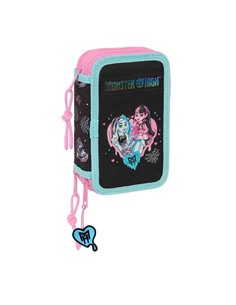 Safta Monster High Plumier de 3 Pisos - 37 Piezas - 1.3L - Goma - Crayon - Boligrafos - Sacapuntas - Reglas - 16 Couleurs - 14 F
