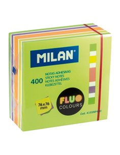 Milan Fluo Pack de 400 Notas Adhesivas - Couleurs Neon - 76x76mm - Couleur Vert